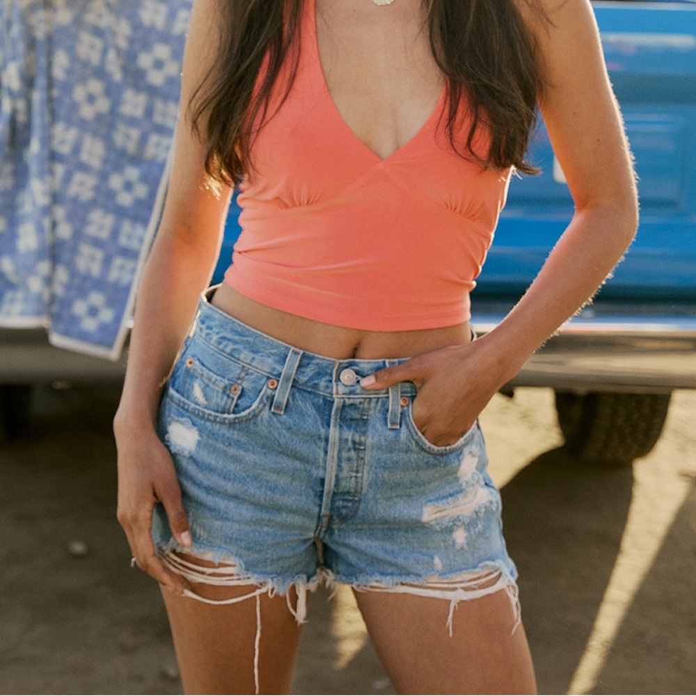 Levi's Women's 501 Blue Ripped Jean Shorts 34